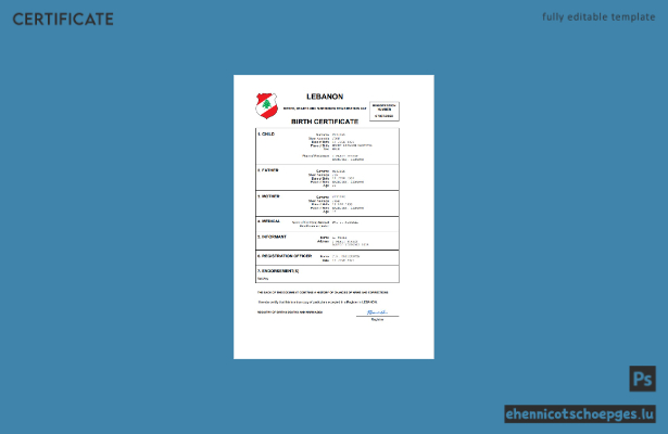 Libanon: Geburtsurkunde (Word- und PDF-Beispiel)